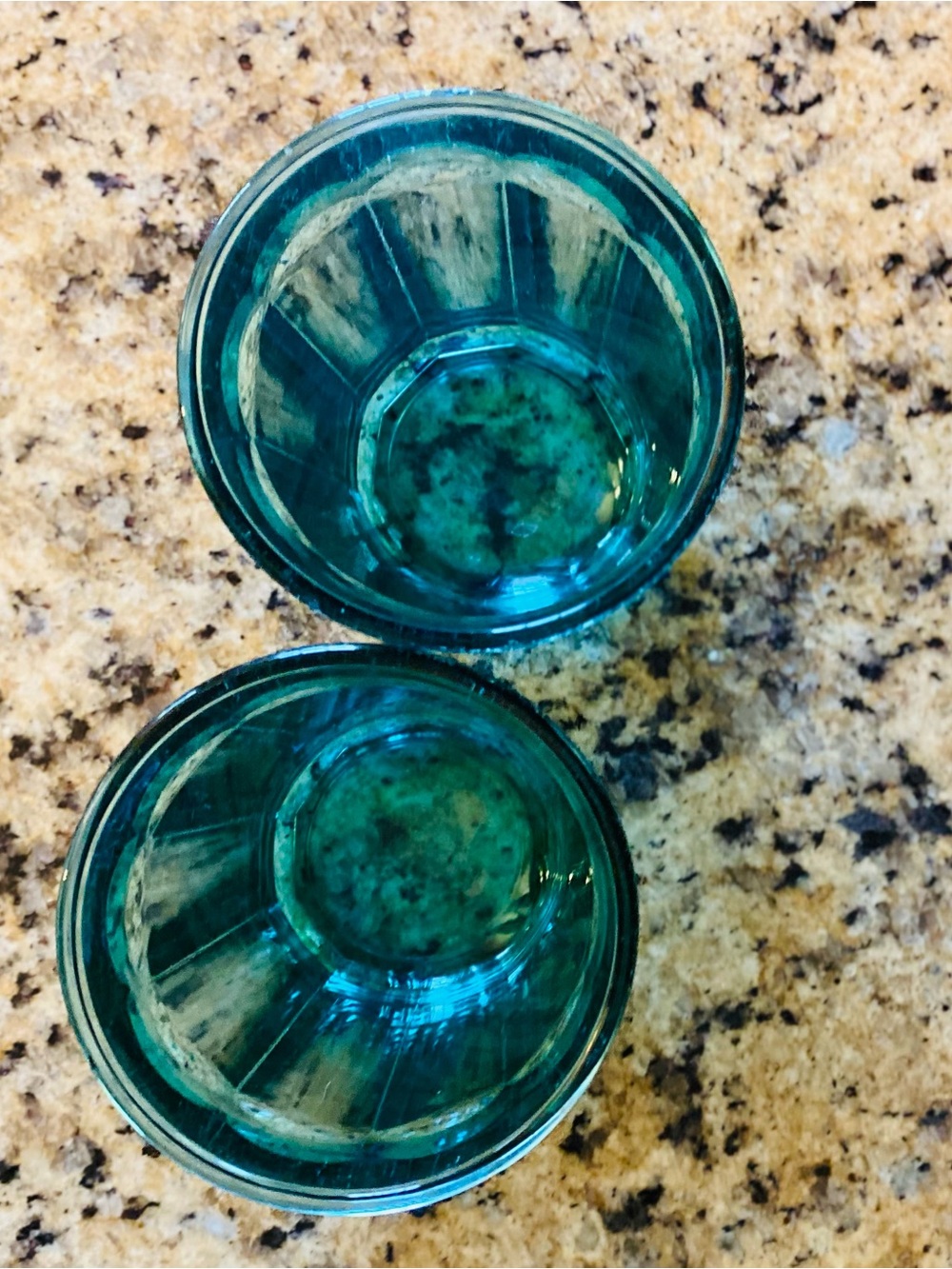 Large Luminare Teal Glass Tumblers Set Of 2 Made In France Ribbed Finish - NICE - Picture 8 of 9